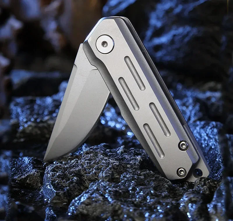 Small Flipper Assisted Folding Knife D2 Drop Point Blade 420 Stainless Steel Handle Self Defense Tool Bearing EDC Mini Knives