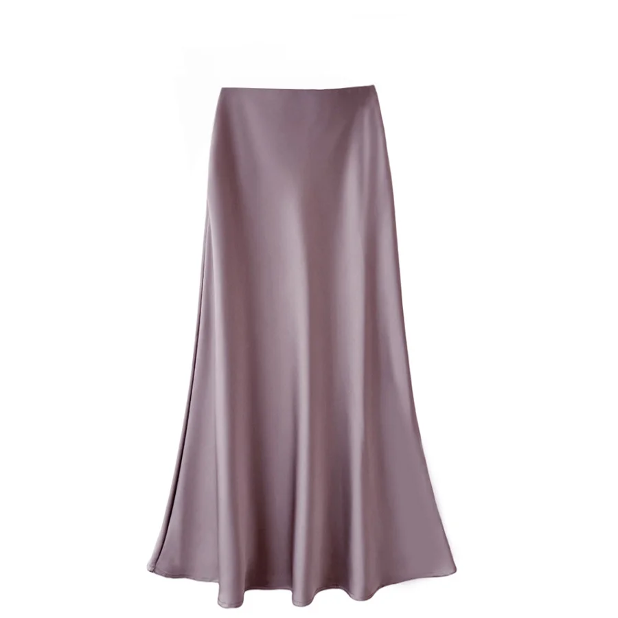 High waisted slimming mid length satin acetate silk smooth half skirt  spring/summer new wrap buttocks fishtail A-line long
