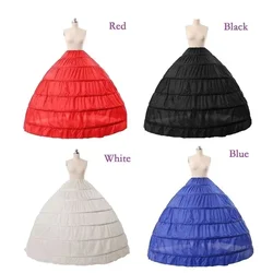 6 Hoops Women Vintage Retro Bridal Wedding Long Crinoline Slips Petticoat Party Underskirt