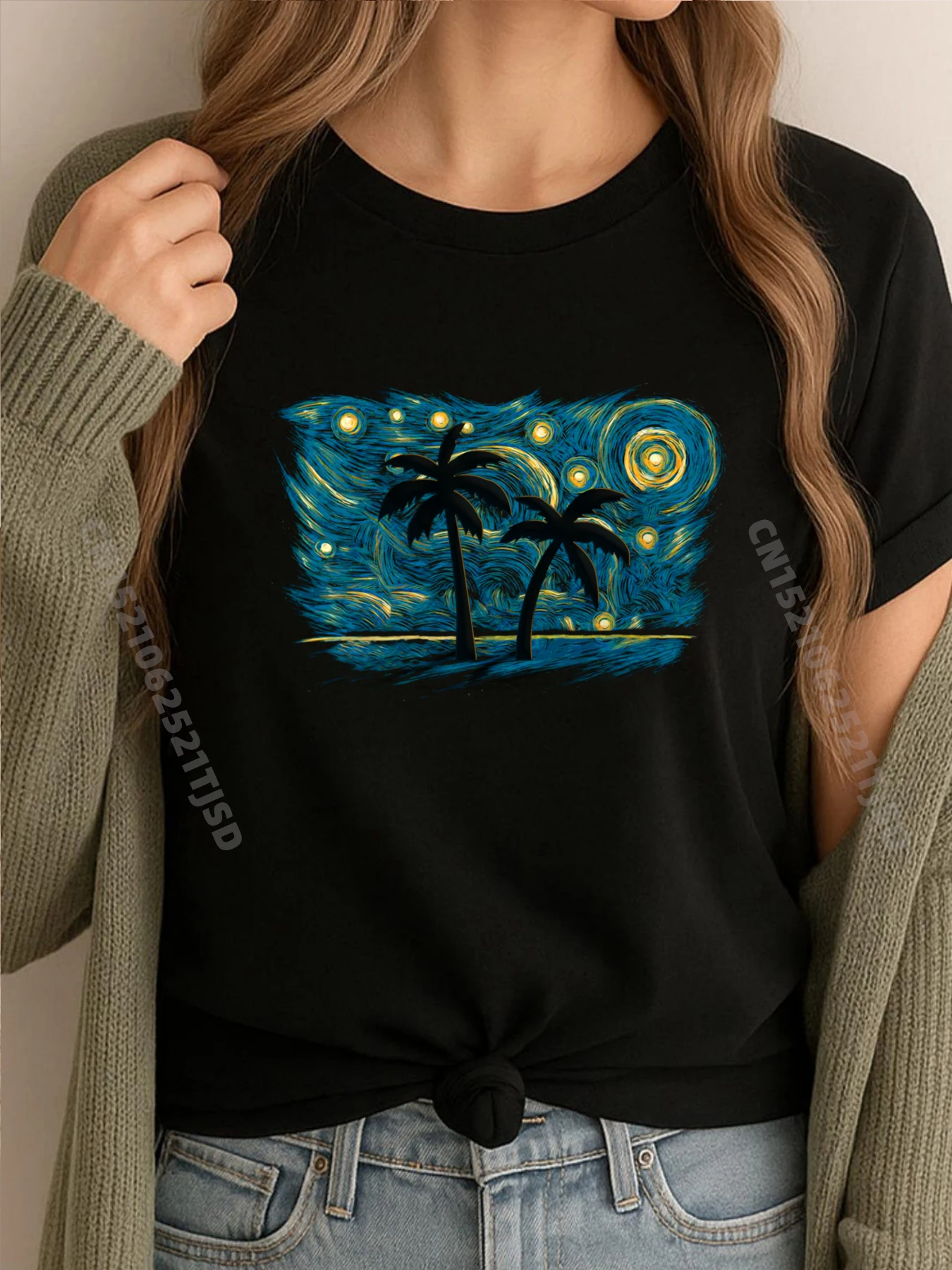 

Retro Vintage Style Palm Tree Graphic T Shirts Woman Oversized Spring Shirts For Woman Happy New Years