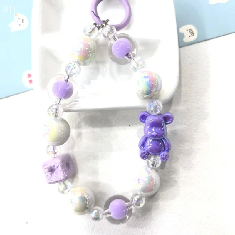 Красочная подвеска-цепочка для телефона с медведем из бисера для IPhone, Samsung, Huawei, Xiaomi, веревочный ремешок для мобильного телефона, украшение для сумки, брелоки