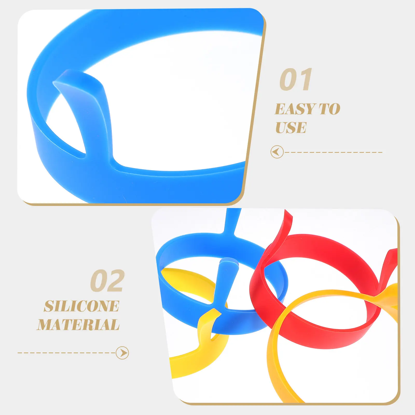 4 Moldes de Silicona Reutilizables para Huevos, Antiadherentes, Fáciles de Limpiar, para Huevos Fritos, Tortillas y Panqueques Redondos