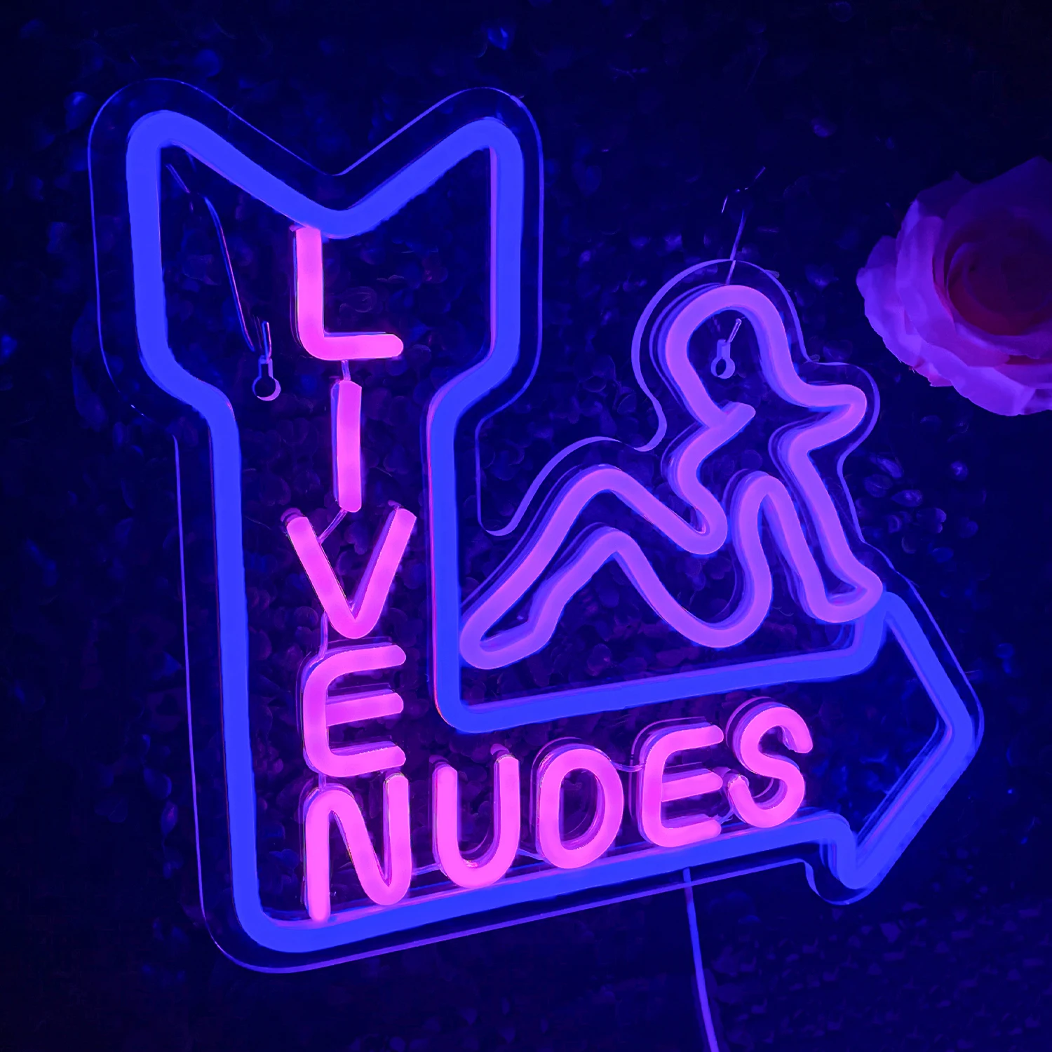 Imagem -03 - Neon Sign Live Nudes Roxo Luz Wall Decor Regulável Alimentado por Usb Homem Caverna Cerveja Pub Bar Hotel Festa