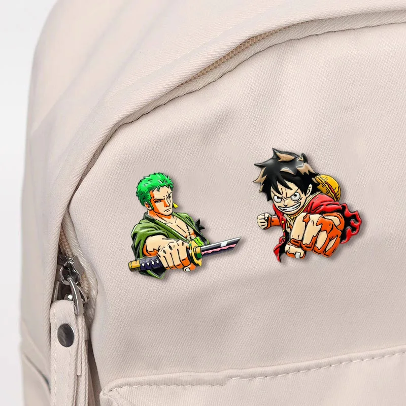 4pcs ONE PIECE Cartoon Character Brooches Set Q Version including Monkey D. Luffy Roronoa Zoro Sanji Brook Gift for Friends - view 3