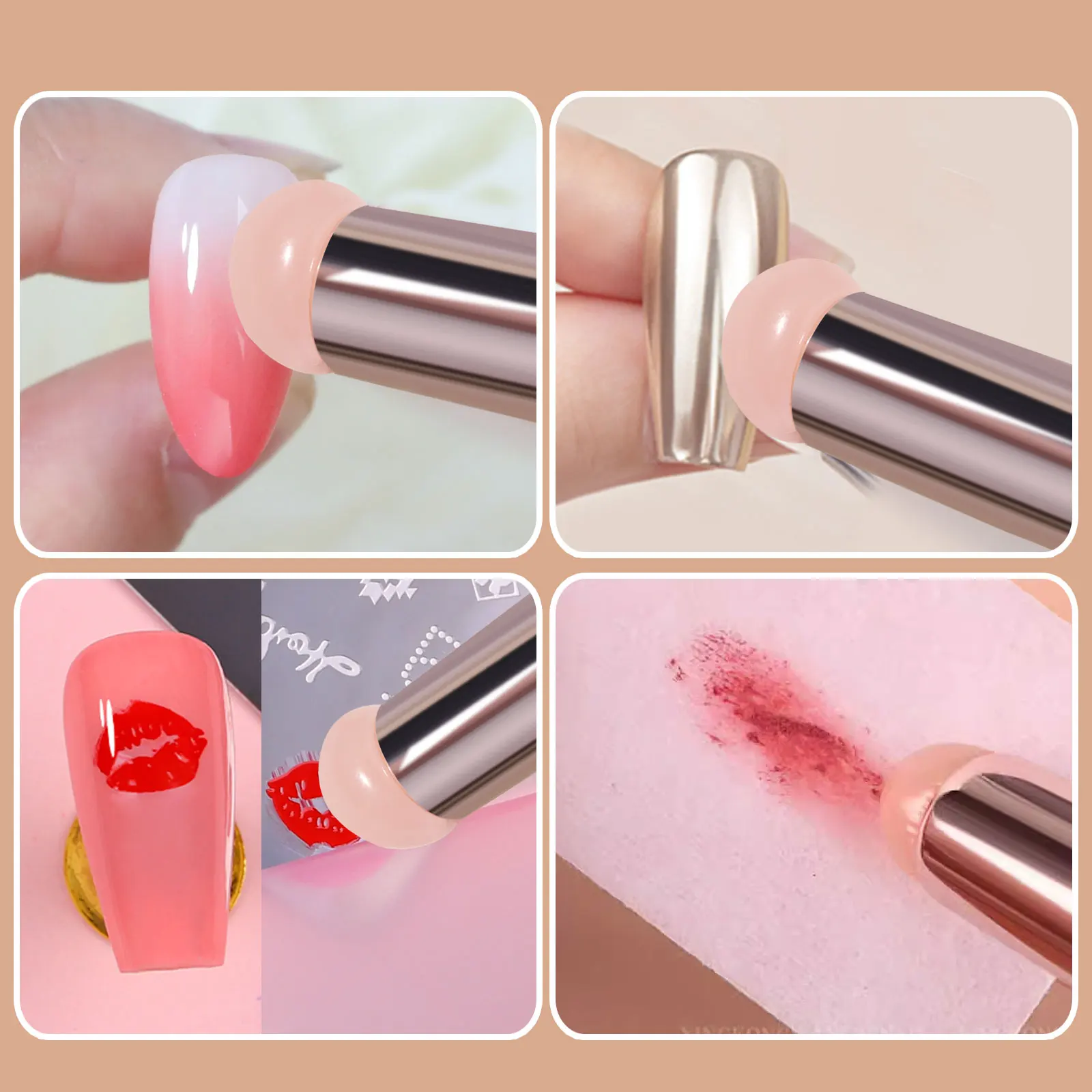 Nail Art Glitter tools gel pen shade silicone stick portable multi-functional re-use nail brush lip brush special tools