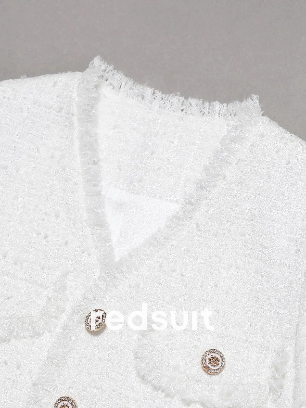 New White jacket with thin style tassel V-neck short sleeved top custom size