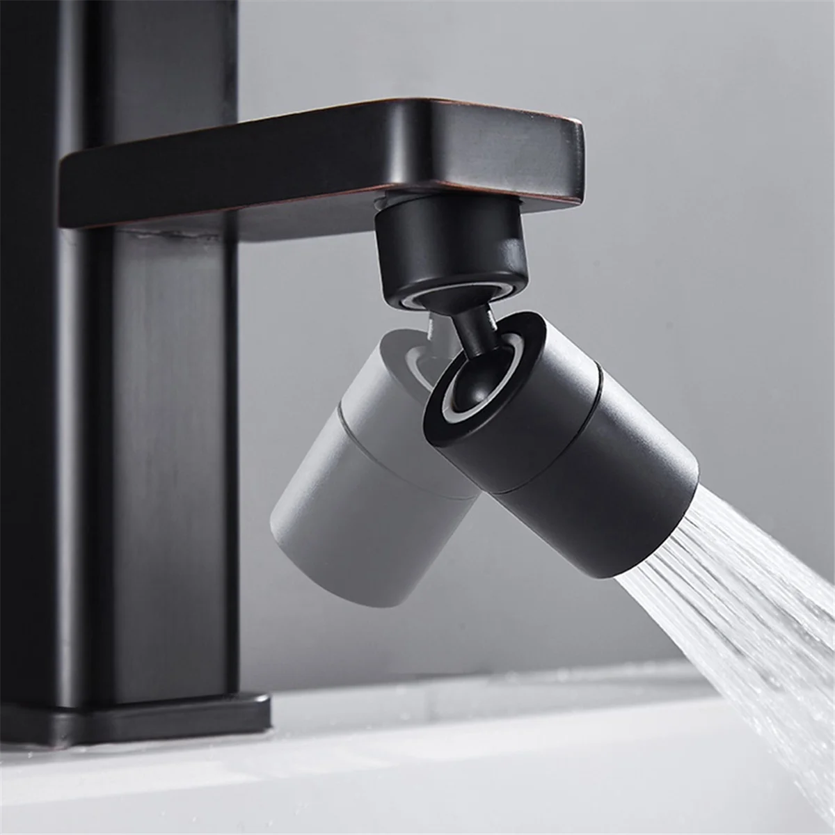 ABKO-grifo de cocina con cabezal de pulverización, filtro giratorio ajustable, boquilla para grifo contra salpicaduras, burbujeador, grifo para fregadero de cocina, negro A