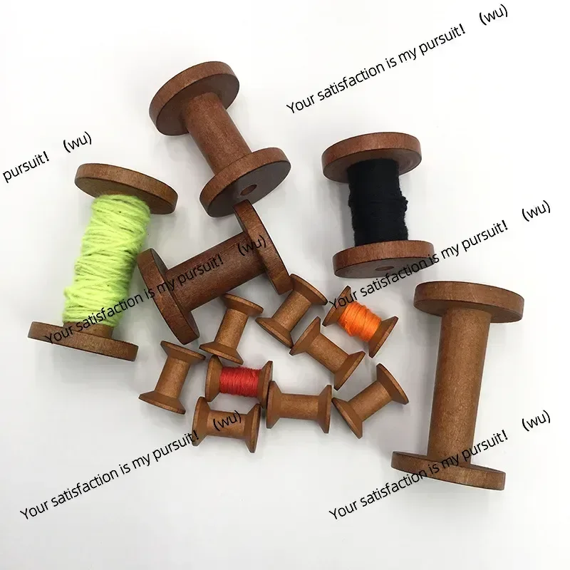 Retro wood spool DIY thread tray storage device, suitable for sewing ribbon twine wooden spool sewing supplies