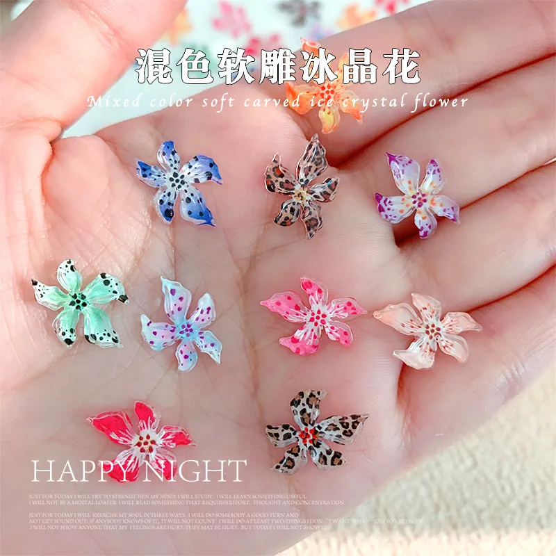 20 Stück Weiche Eisblumen-Nageldekorationen, 5D Flache Harzblumen, Nagelcharms, Schmuck, DIY Nageldekoration