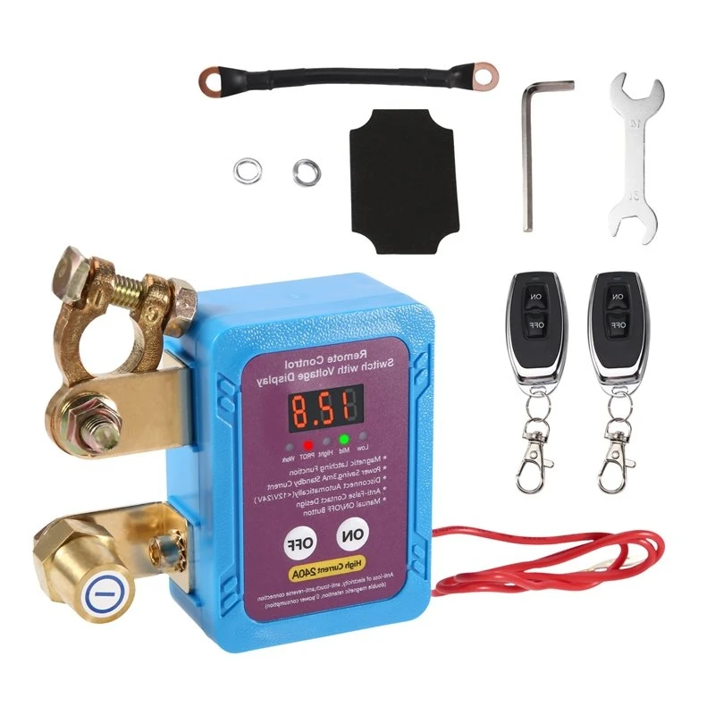 HOT-Auto Battery Master Switch 240A 12V Remote Control Disconnect Switch With Led Voltage Display Remote Functionality