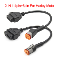 OBD2 Cable for Harley 4Pin+6Pin 2 in 1 Motorcycle OBD Scanner Adapter, Motorcycle Diagnostic Tool 16 Pin to 4 Pin 6