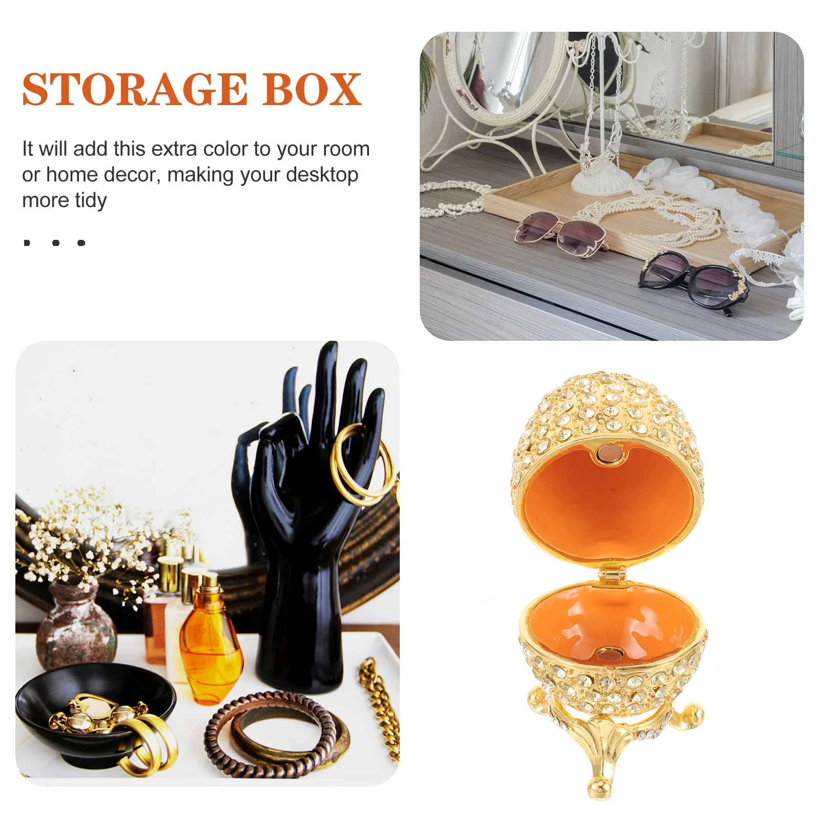 صندوق مجوهرات صغير حلية للنساء من حجر الكريستال المزين بحامل خاتم على الطراز العتيق هدية لعيد الميلاد وعيد الأم