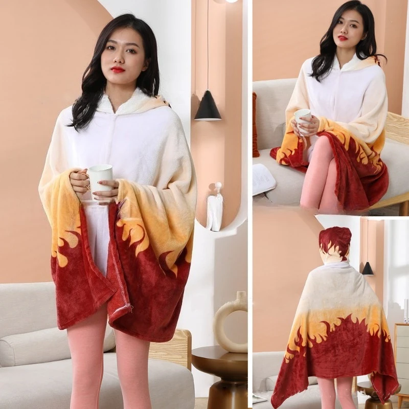 

New Demon Slayer Cosplay Costume Anime Blanket Cloak Kamado Nezuko Tanjirou Kanao Flannel Warm Shawl for Kids Adult Women Gift