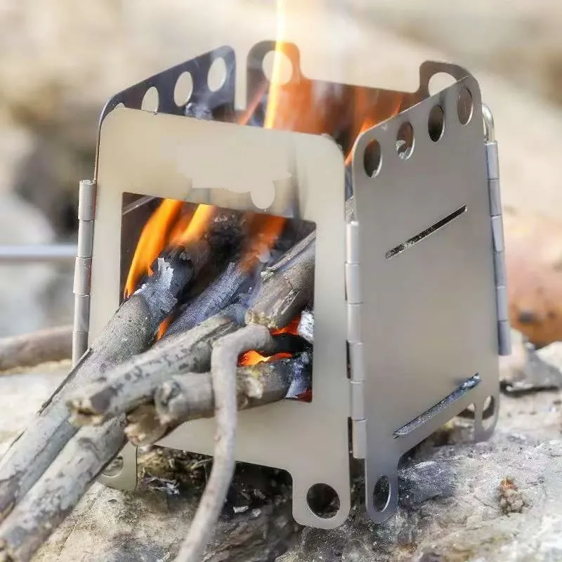Portable Titanium Camping Stove - Plug-In Card Assembly, Lightweight & Durable Outdoor Fire Heater for Backpacking, Picnics, Hik