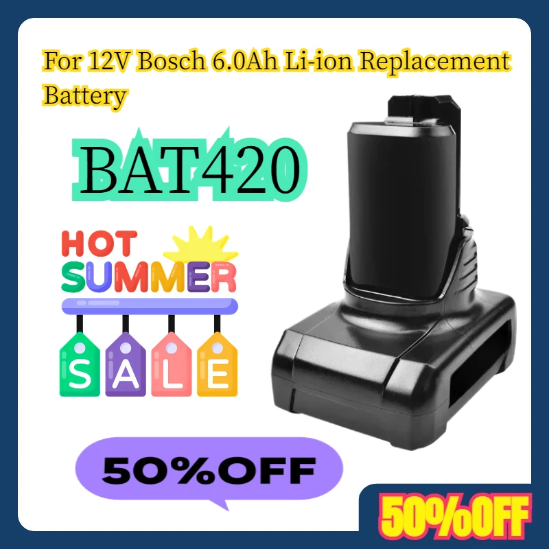 

For 12V Bosch BAT420 6.0Ah Li-ion Replacement Battery For BAT411 BAT412 BAT413 BAT414 10.8V Battery Cordless Power Tools