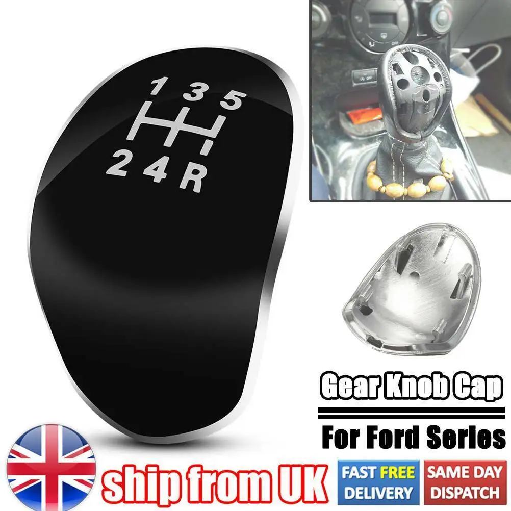 

5 Speed Car Gear Knob Cap For Ford Focus MK2 MK3 Fiesta C-Max B-Max Galaxy Kuga Trim Badge Emblem Chrome Shifter Head Cover