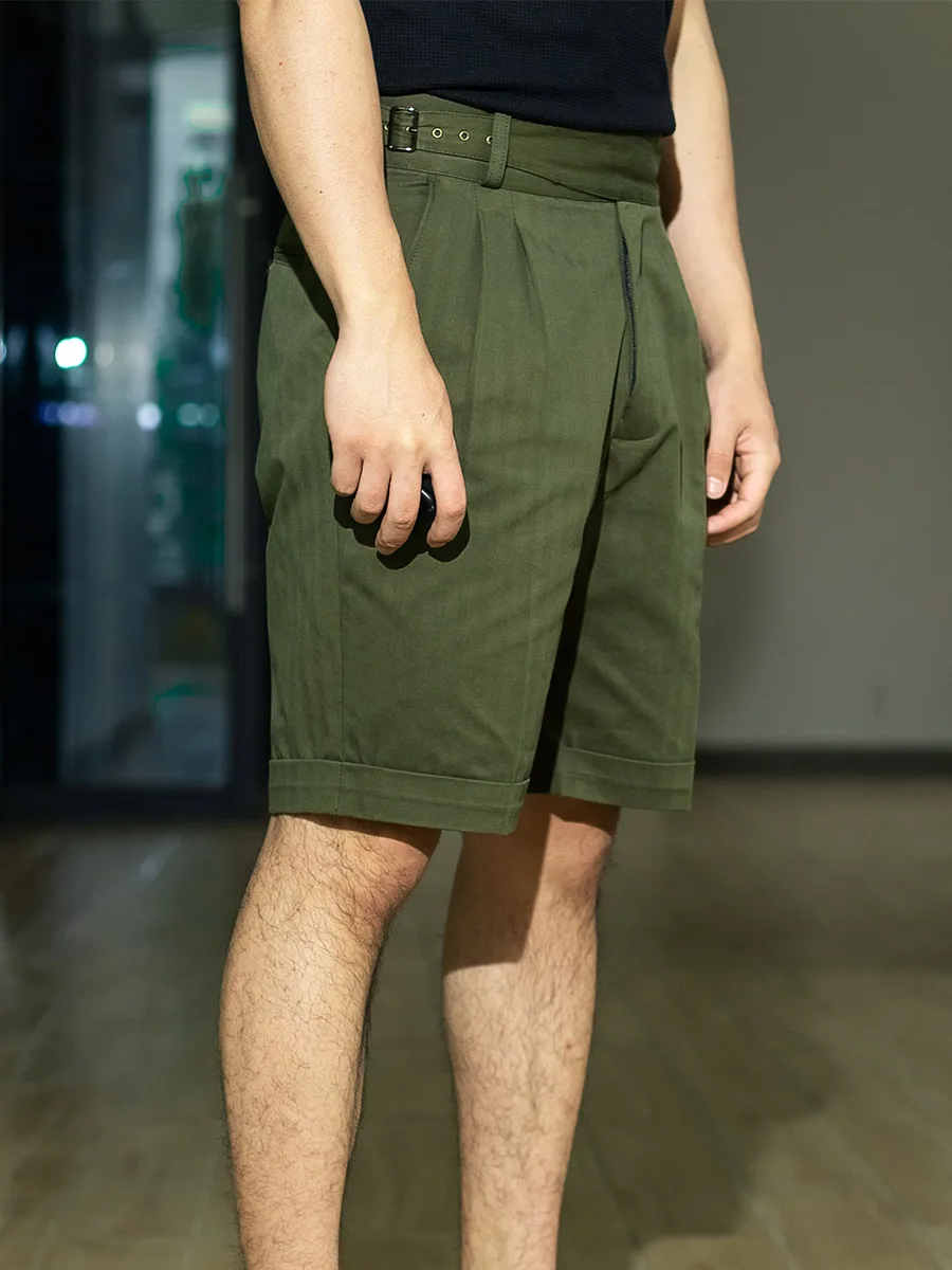 POT&CRAFTSMAN herringbone print army green americana American workwear vintage five-quarter pants GURKHA shorts