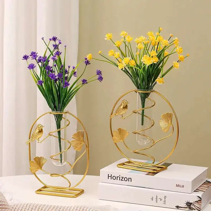 

European Light Luxury Iron Art Bird Aquatic Vase Flower Arrangement, Desktop, Entrance, Home Decoration And Ornaments