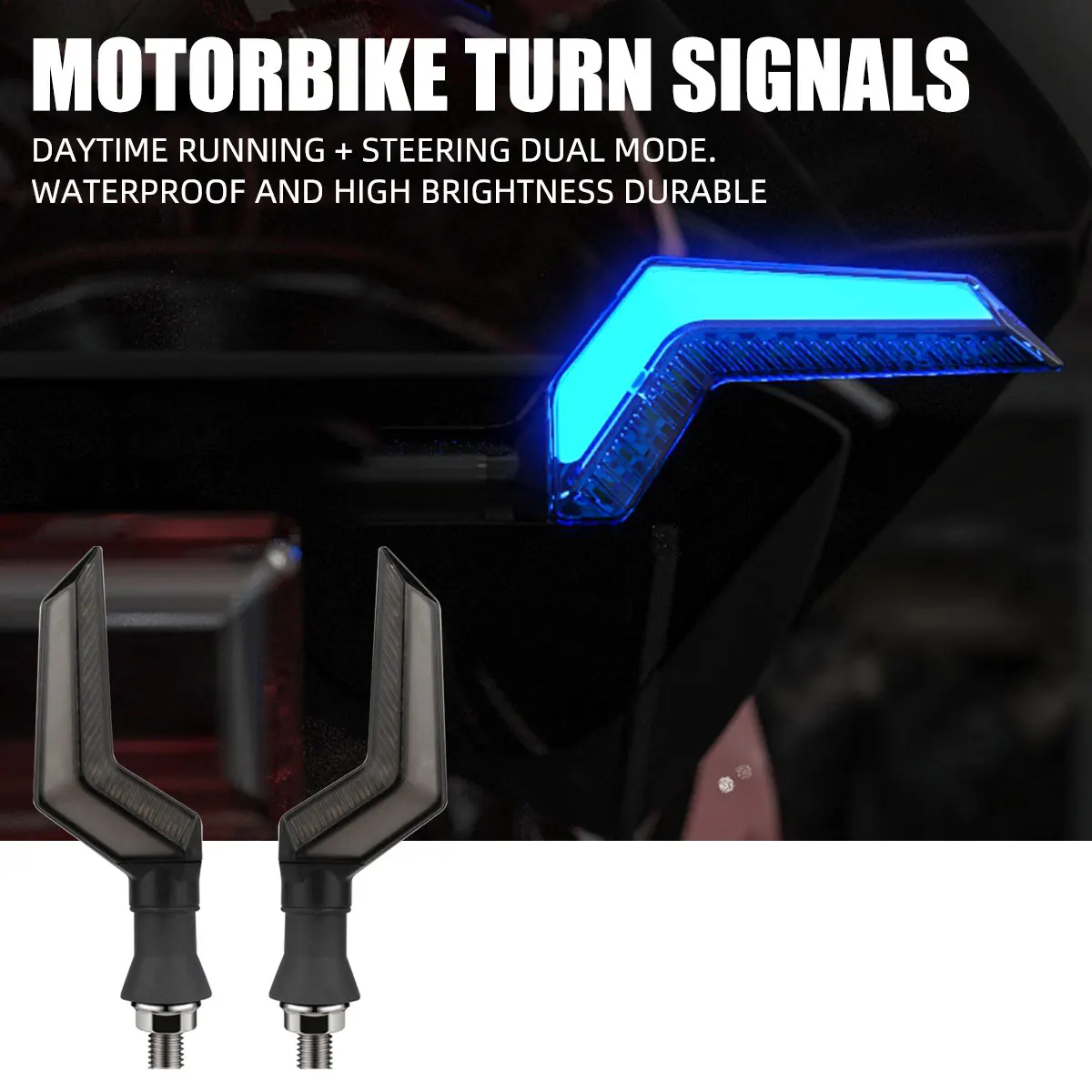 1Pair L Shaped Motorcycle LED Turn Signal Light Flowing Flash Daytime Running Indicator Lamp DRL Driving Motorbike Taillight