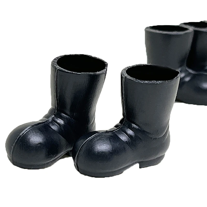 Chaussures de Père Noël miniatures pour enfants, bottes de Noël noires, bottes de pluie, jeu de simulation, accessoires de maison de beurre, maison de course, 1:12, 2 pièces