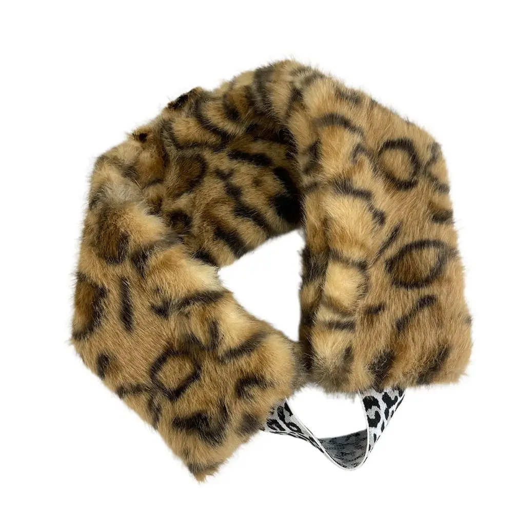 High Quality Faux Fur Faux Fur Headband Soft Leopard Print Winter Ear Warmer Elastic Back Stretchy Band Elastic Hairband