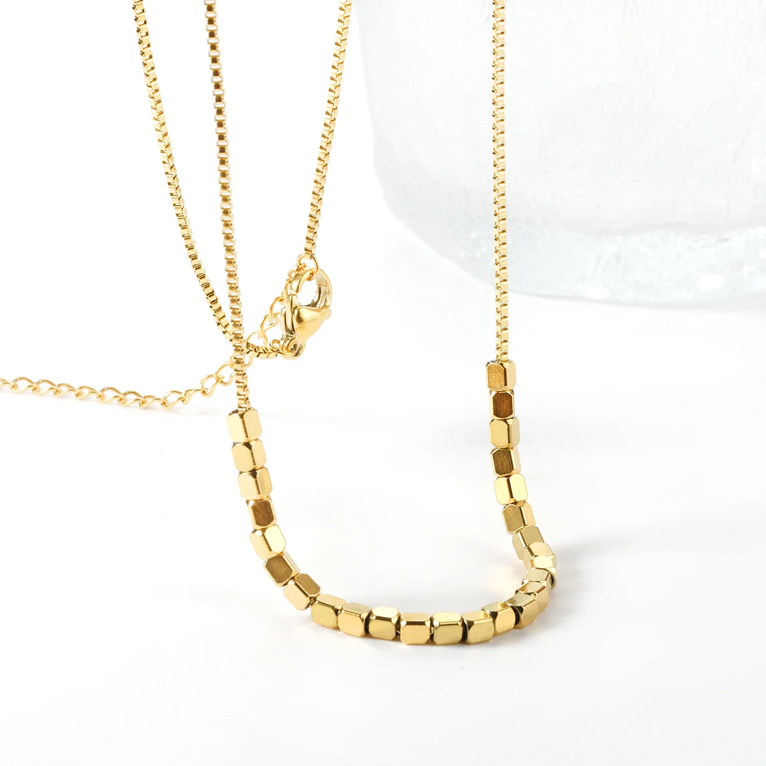 Stainless Steel Irregular Wrinkles Curved Bend Pipe Necklace for Women Clavicular Chain Delicate Simple Jewelry