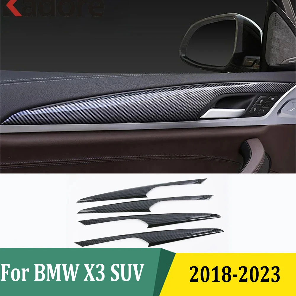 For BMW X3 SUV 2018 2019 2020 2021 2022 2023 Door Decorative Sills Cover Trim Car Sticker Interior Accessories Carbon Fiber