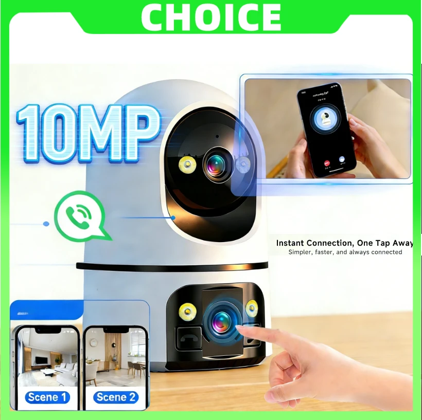 Neuer 10MP 5K Babymonitor & Haustierkamera, Dual-Screen Videoanruf 360° °   PTZ 2-Wege-Audio Heimsicherheitskamera O-kam
