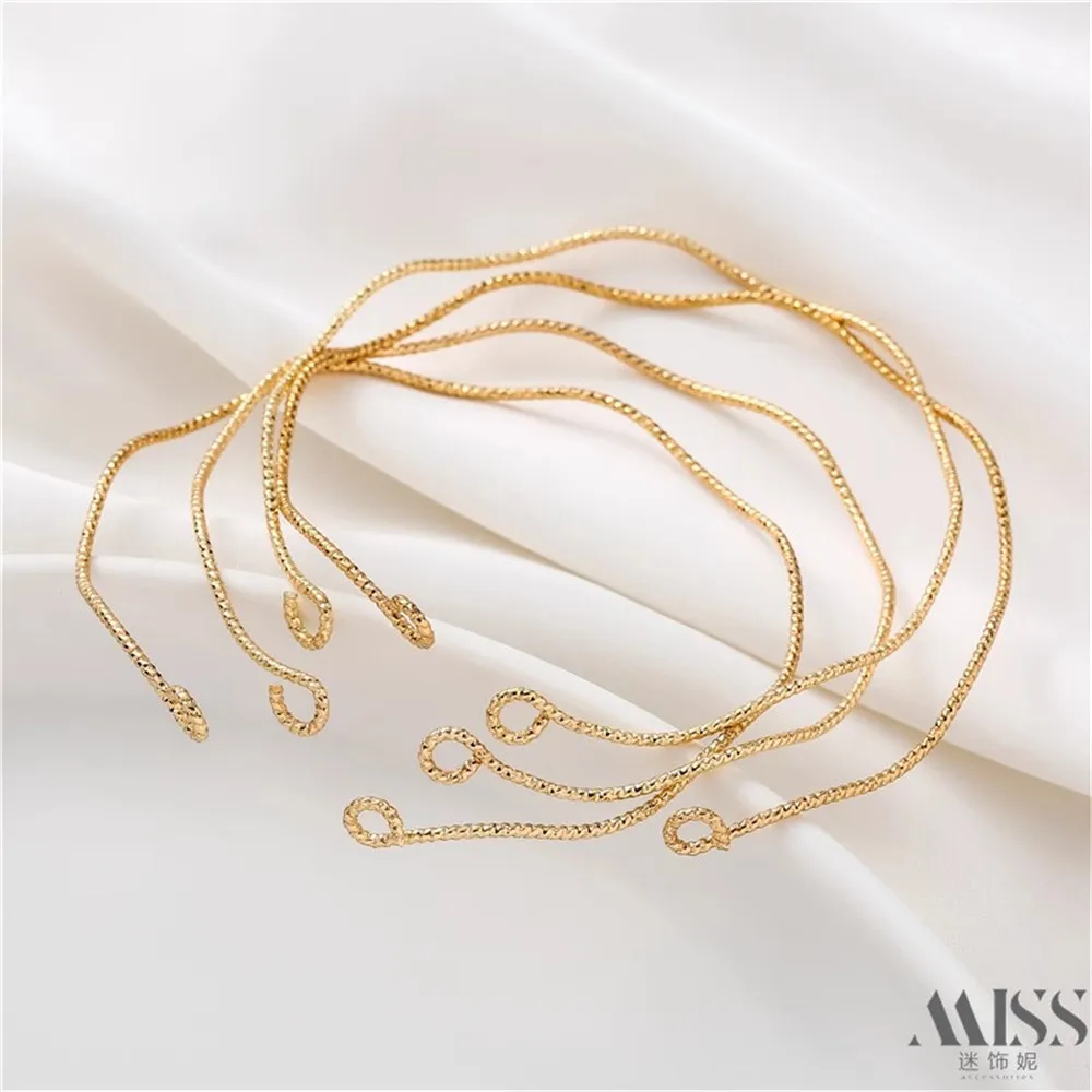 14k Gold Base Bracelet 9-Character Double Headed Opening Batch Flower Wave DIY Bracelet Basic Accessories