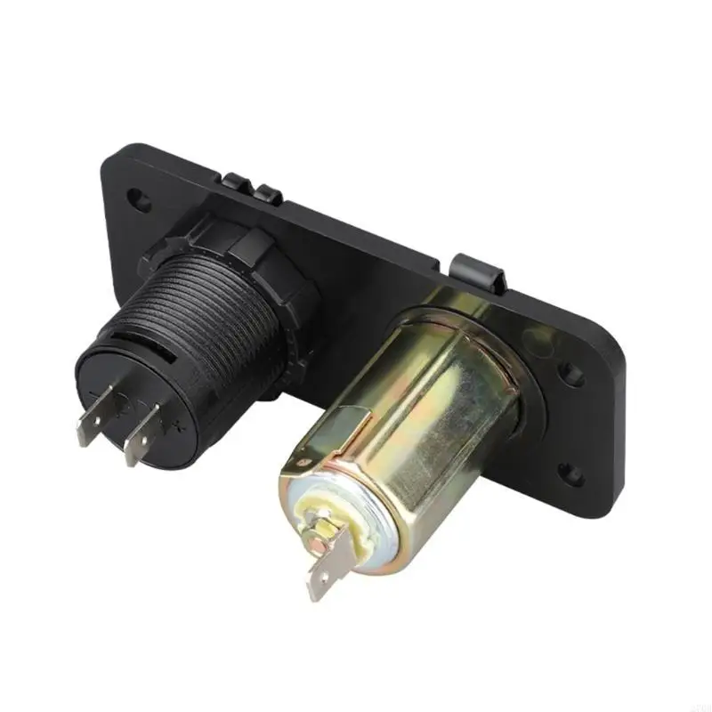 Adaptador fuente alimentación 12V-24V para coche y motocicleta, toma voltímetro USB doble, Panel montaje para