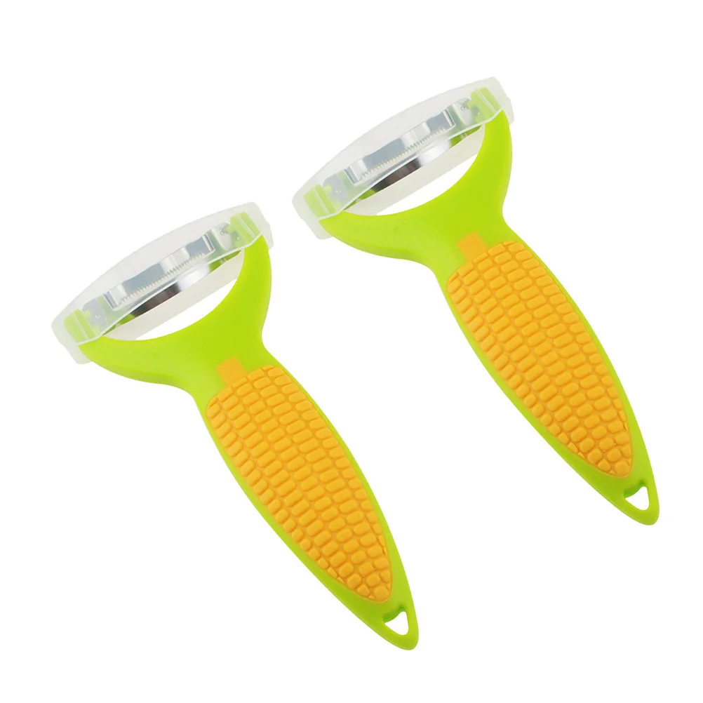 

2pcs Stainless Steel Corn Peeler Serrated Blades Rustproof Fruit Vegetable Stripper With Hanging Hole For Kitchen Gadget Home