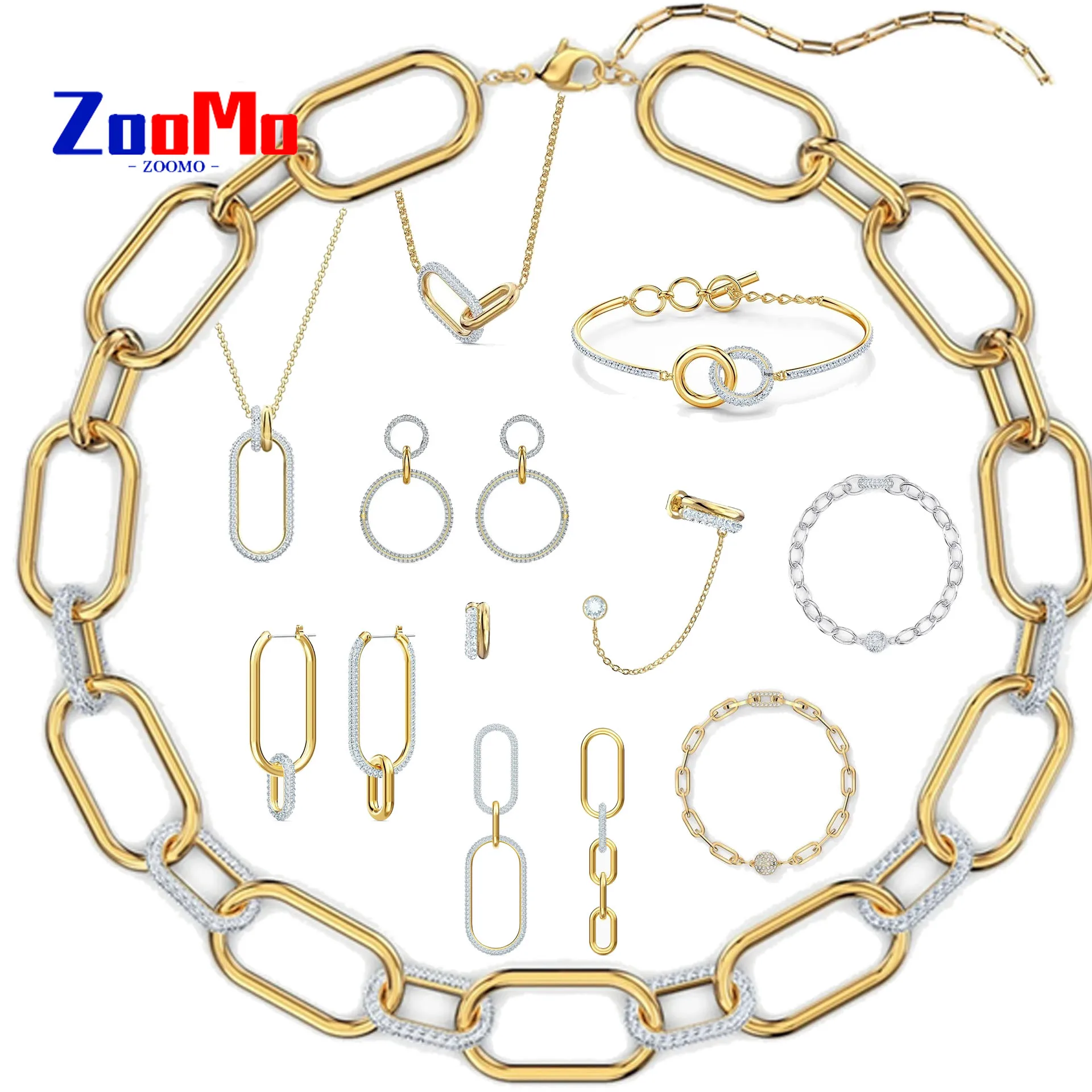 

Original 2026 New TIME Crystal Fine Jewelry Sets for Women Trendy Luxury Earring Bracelet Necklace Party Accessories