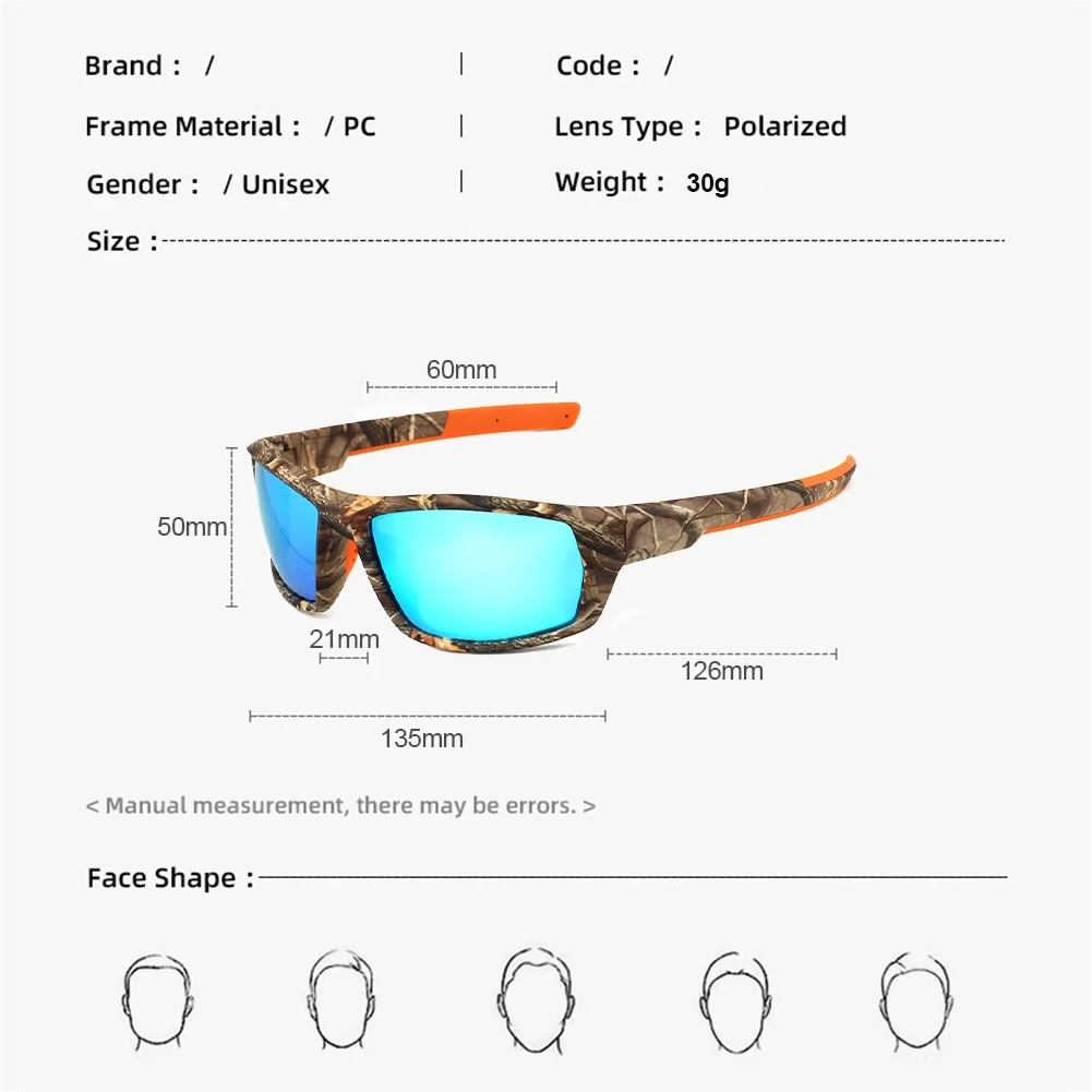Outdoor Polarized Sunglasses Colorful Camouflage Sport Fishing Riding Glasses Beach Sun Glasses Men Women Shade Eyewears UV400