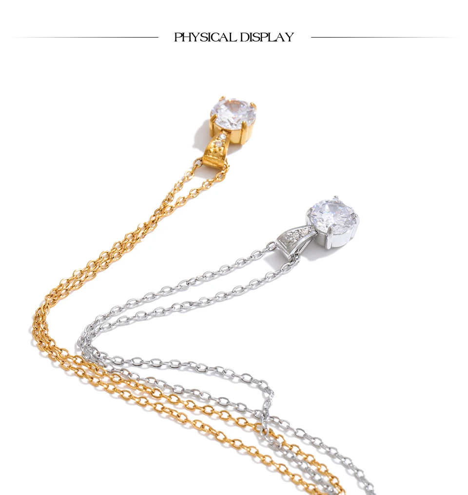Yhpup Edelstahl-Halskette mit quadratischem Zirkonia-Anhänger für Damen, koreanischer Stil, zarter, beliebter Alltagsschmuck, Geschenk – Detail 6