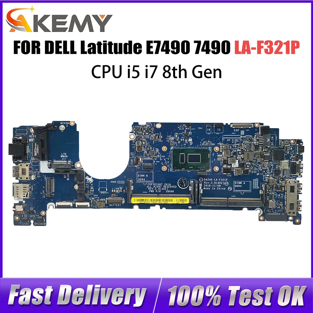 For DELL Latitude 5590 Notebook Mainboard LA-F411P i3 i5 i7 7th 8th Gen 01RFXJ 0FJGHG 0T30H8 Laptop Motherboard Full Tested