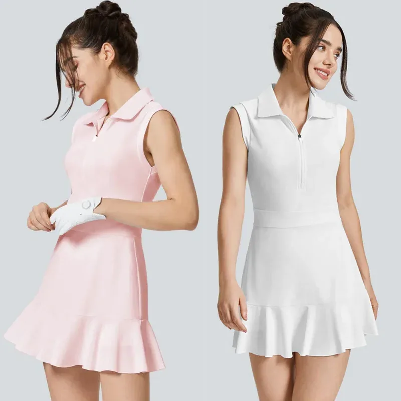 Women's Golf Wear Tennis Dress with Shorts Breathable Quick-Drying Yoga Dress Moisture-wicking Sleeveless Pickleball Dress
