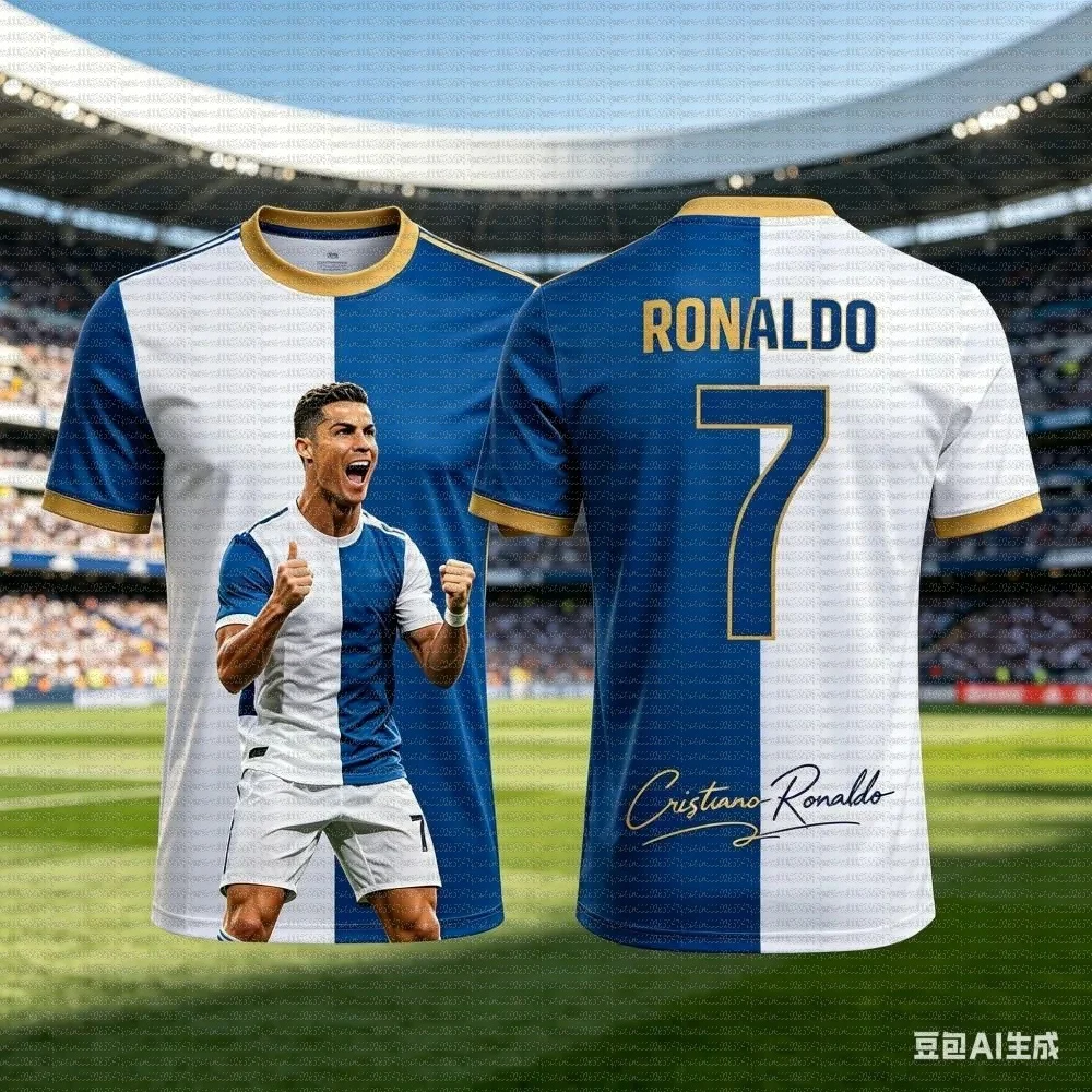2026 Summer Cristiano Ronaldo Football Superstar Graphic Print Mens  Fan Jersey Quick Dry Soccer Practice Sports Tops view 2