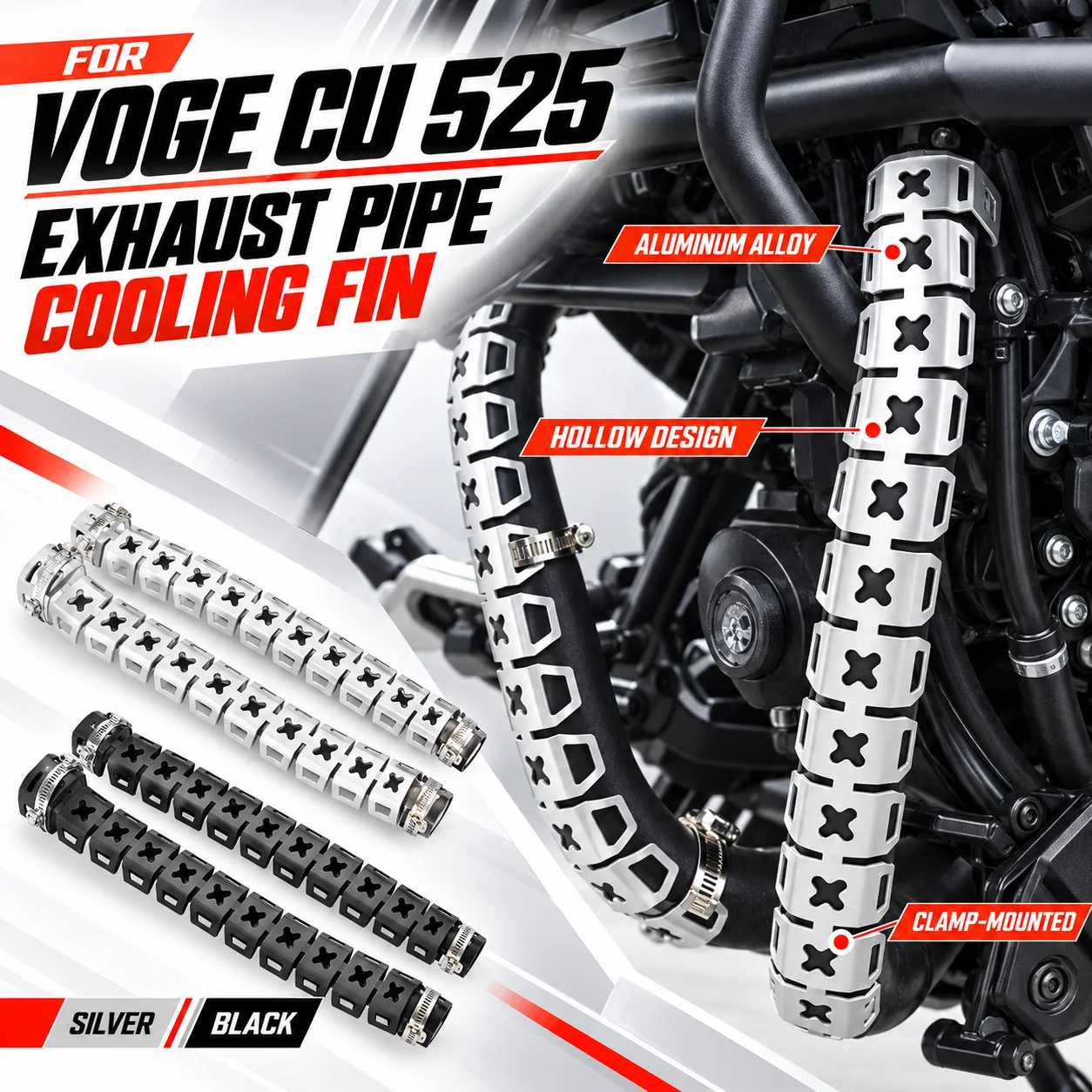 Motorcycle Keel Radiator & Front Exhaust Anti-Burn Decor Shell Fit VOGE CU525 525CU Modification Accessories