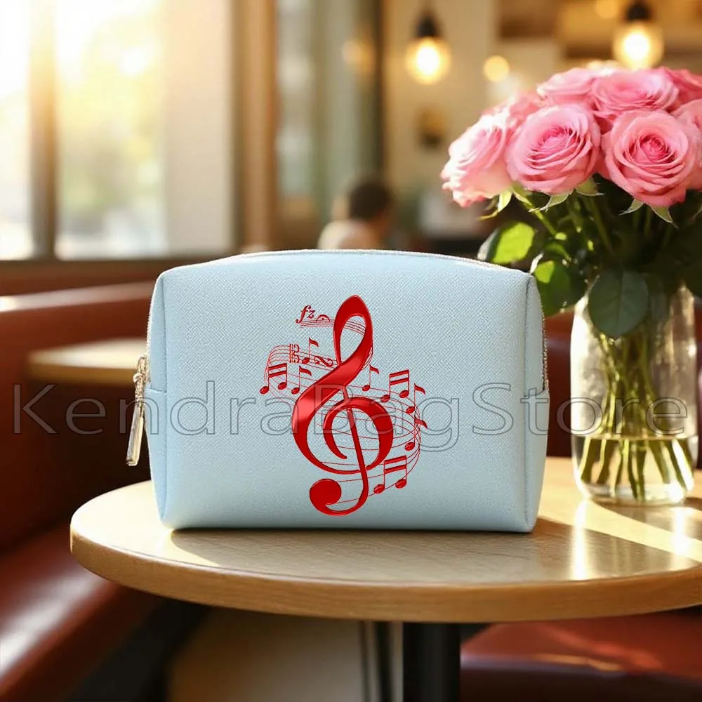 عشاق الموسيقى الهدايا الغيتار الملونة الأزهار ثلاثة أضعاف المفتاح الموسيقي الموسيقى ملاحظات بولي Blue حقيبة مستحضرات التجميل المرأة حقيبة مستحضرات تجميل حقيبة تخزين مقاومة للماء