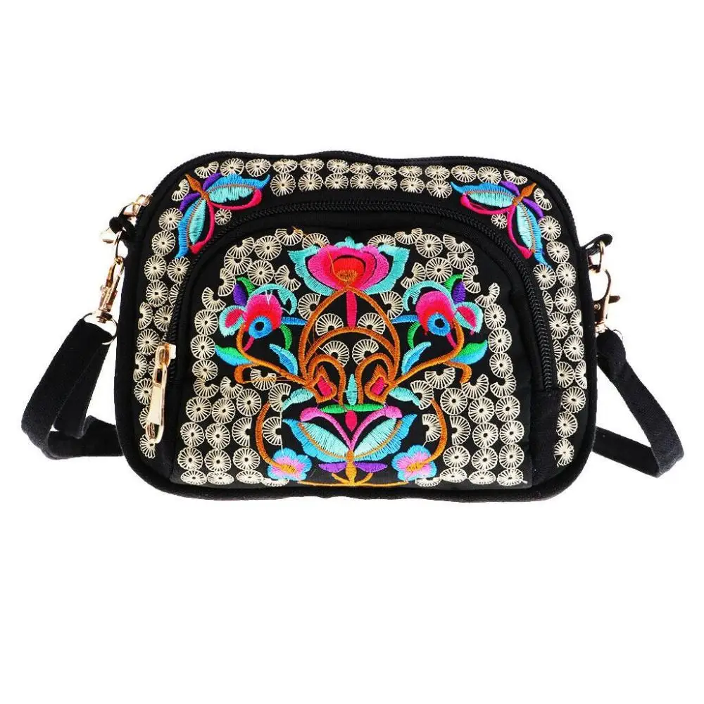 Vintage Ethnic Shoulder Bags Fashion Retro Embroidery Canvas Purse Messenger Pouch Embroidery Boho Travel Handbag Crossbody Bag