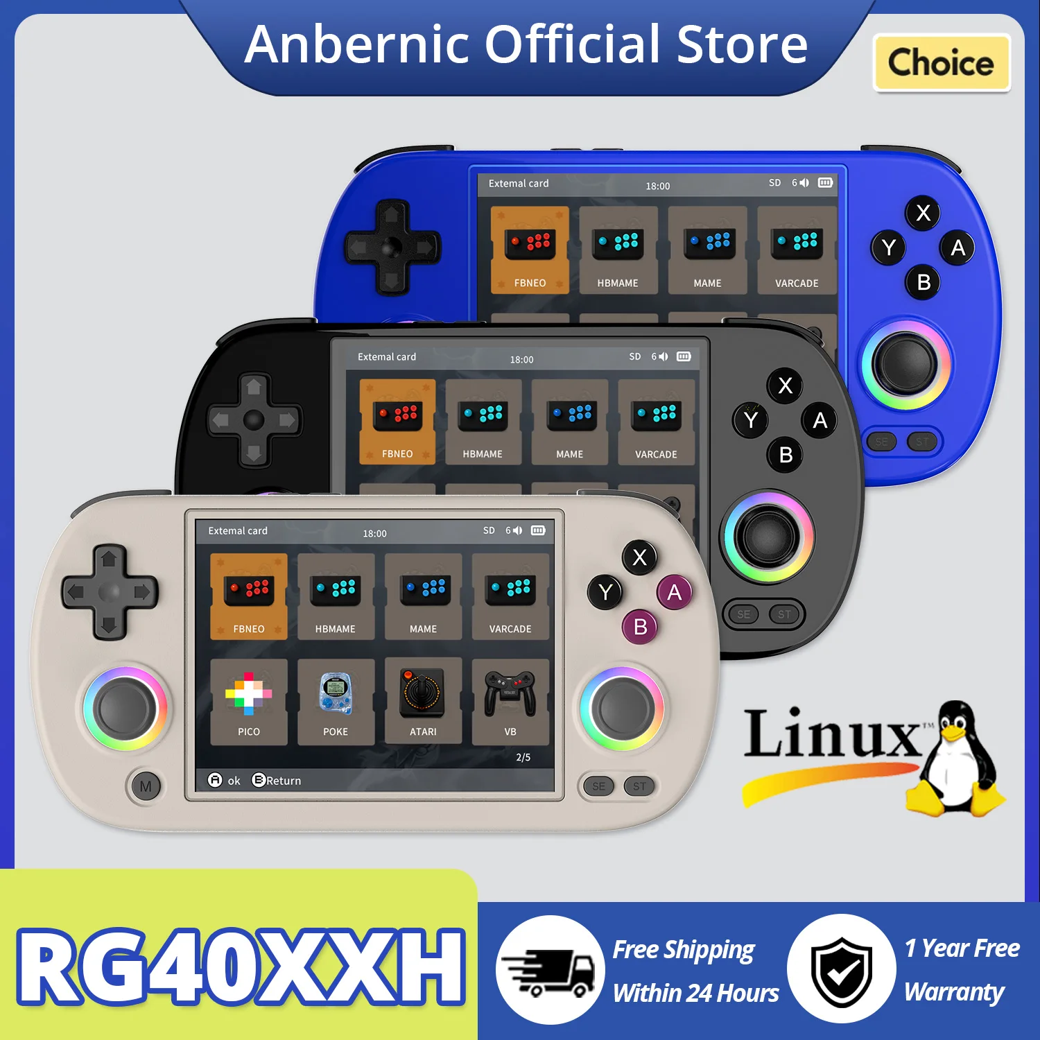 

ANBERNIC RG40XX H Handheld Game Console 4.0-inch IPS Screen 3200mAh 64 Bit RGB Light HD Connection To TV WIFI Online Pairing