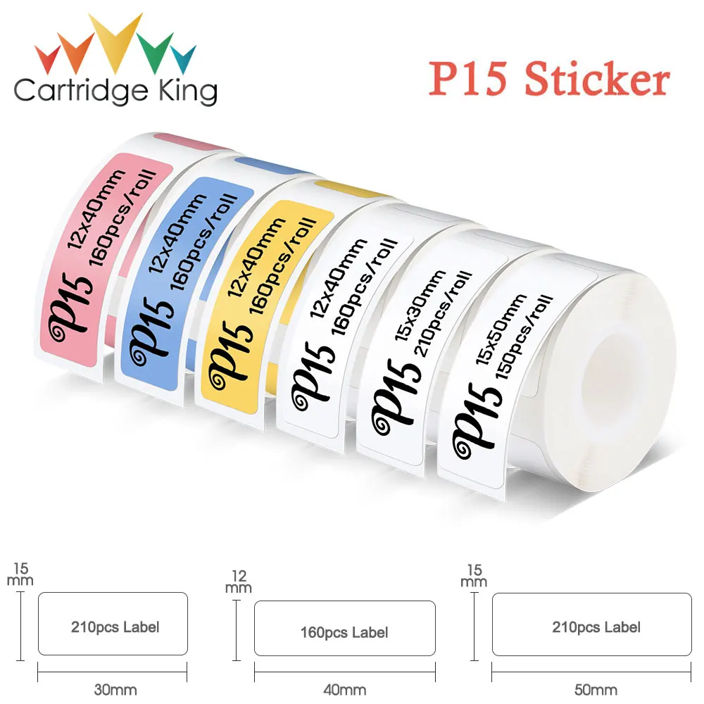 P15 Label Printer Label Tape Sticker Self-adhesive P15 Portable Thermal Label Maker Printing Paper Waterprood Adhesive Sticker