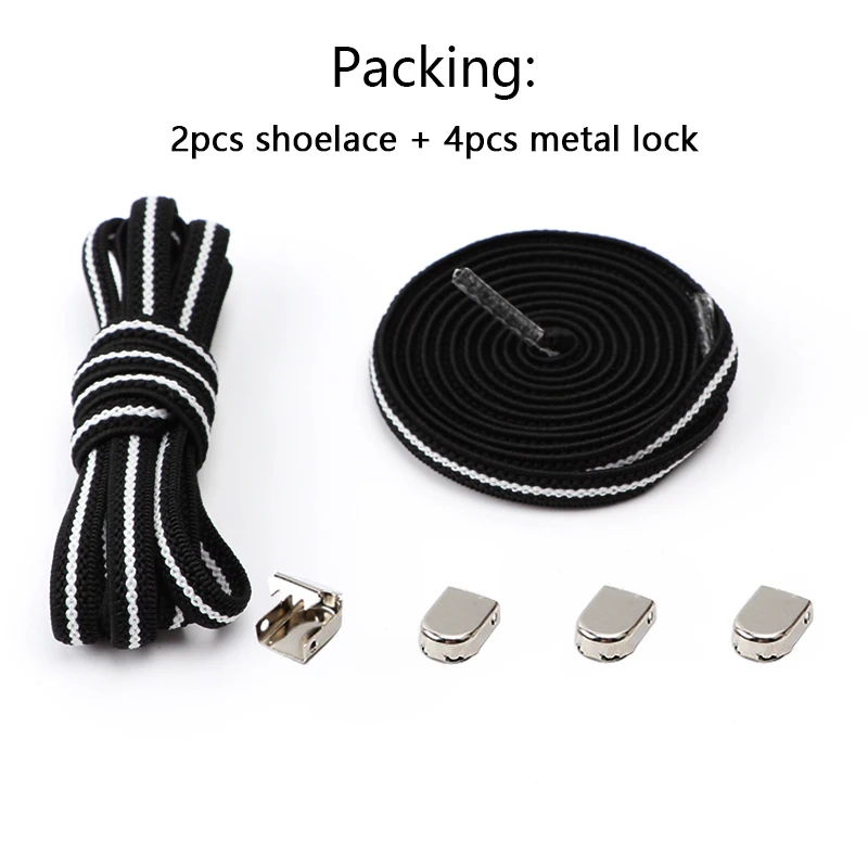 Cadarços elásticos coloridos sem laços, Press Metal Lock Shoestrings, Acessórios para sapatos de lazer, tênis para crianças, adultos, 24 cores