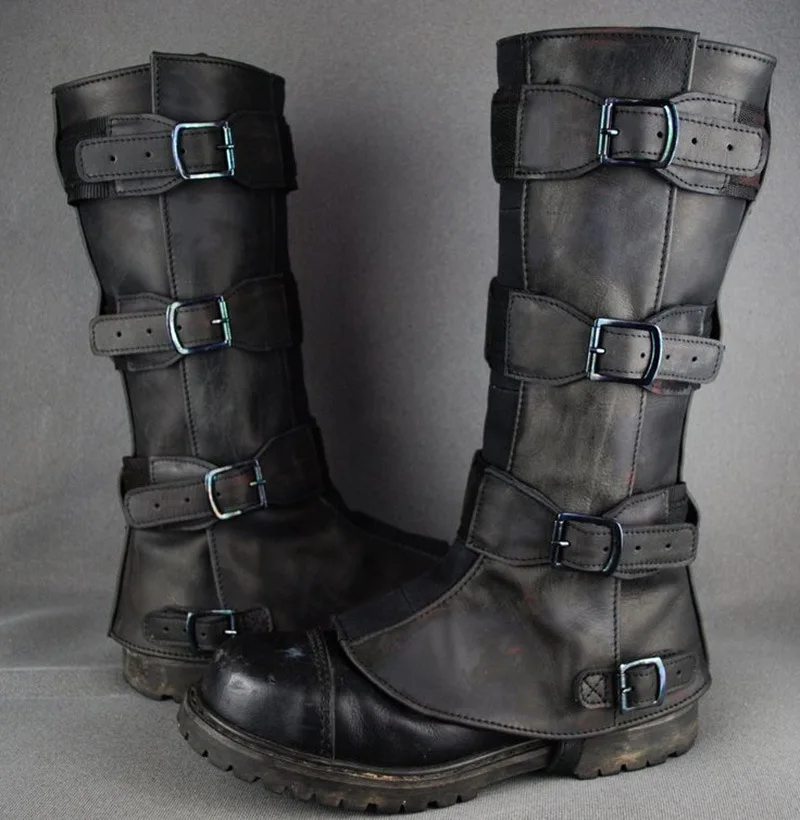Mittelalterliche Motorrad-Beinschutzstiefel Steampunk Ritter Piraten Cosplay Kostüm Erwachsenen Halloween Renaissance Rüstungsleggings – Detail 9