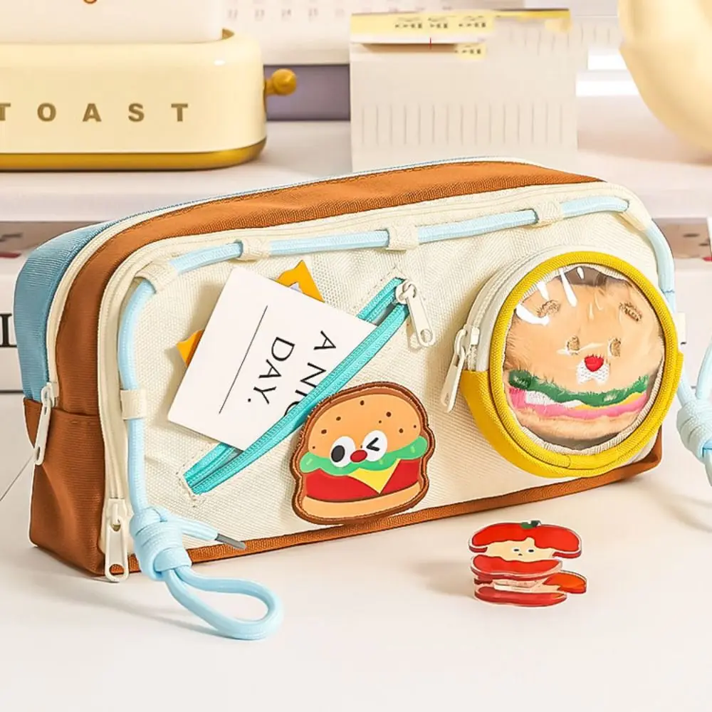 

Large Capacity Hamburger Pencil Case Delicious Food Portable School Cases Pouch Multifunctional Kawaii Bag Organizer Box