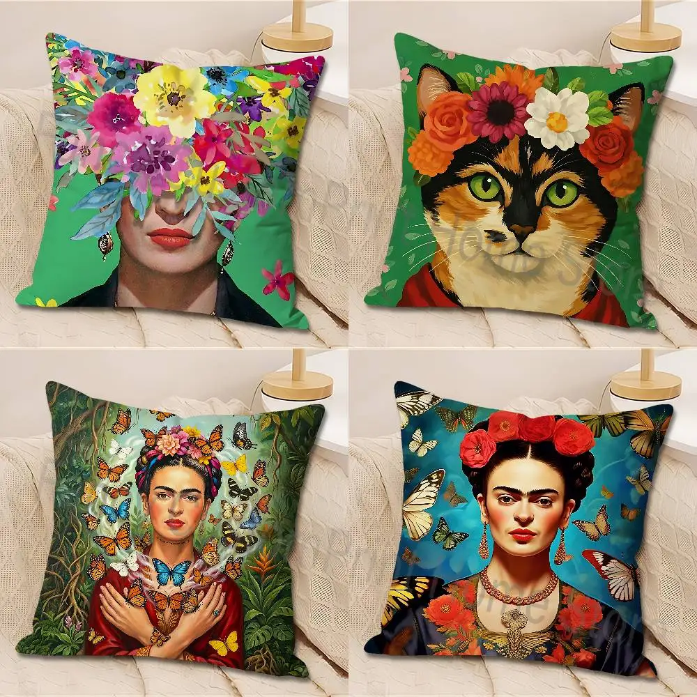 F-FridaS-S Art K-KahloES Pillow Cases for Bedroom Living Room Sofa Home Decor Polyester Cushion Cover with Zipper