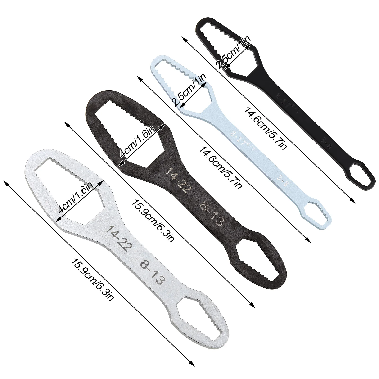 Mini Silver 3-17mm Multifunctional Plum Wrench Germany Multi-purpose Universal Double-headed Self-tightening