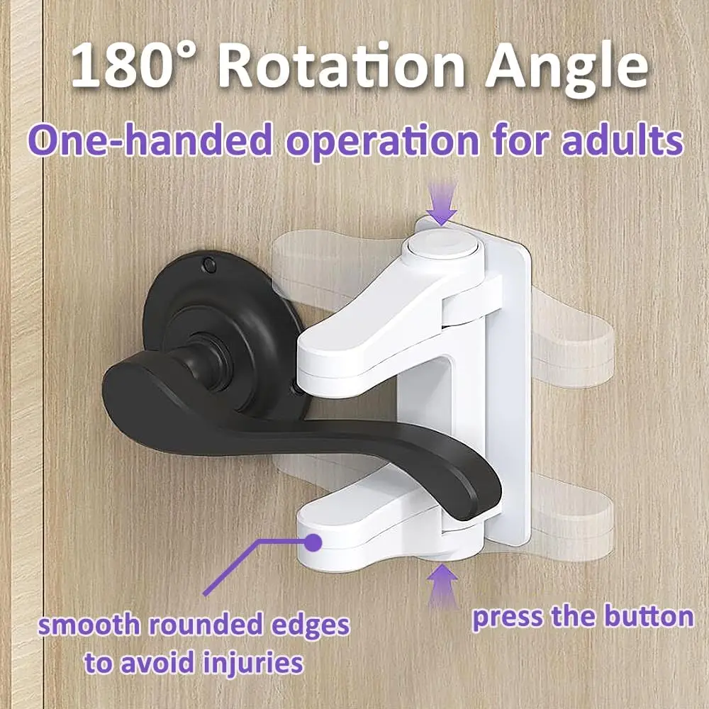 Door Lever Lock Child Proof Lock 3M Adhesive No Drilling Simple Install No Tools Needed Child Safety Cabinet Locks for Door