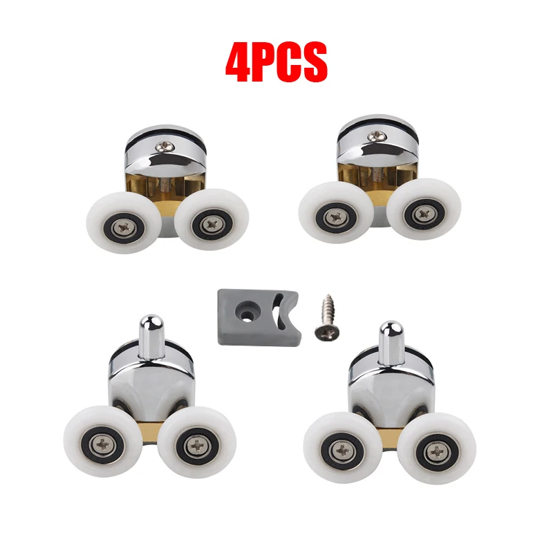 

4pcs/set 23/25mm Pop Up Pulley Wheels Brass Zinc Alloy Bearing Hardware Sliding Door Roller Shower Room Cabin Accessories