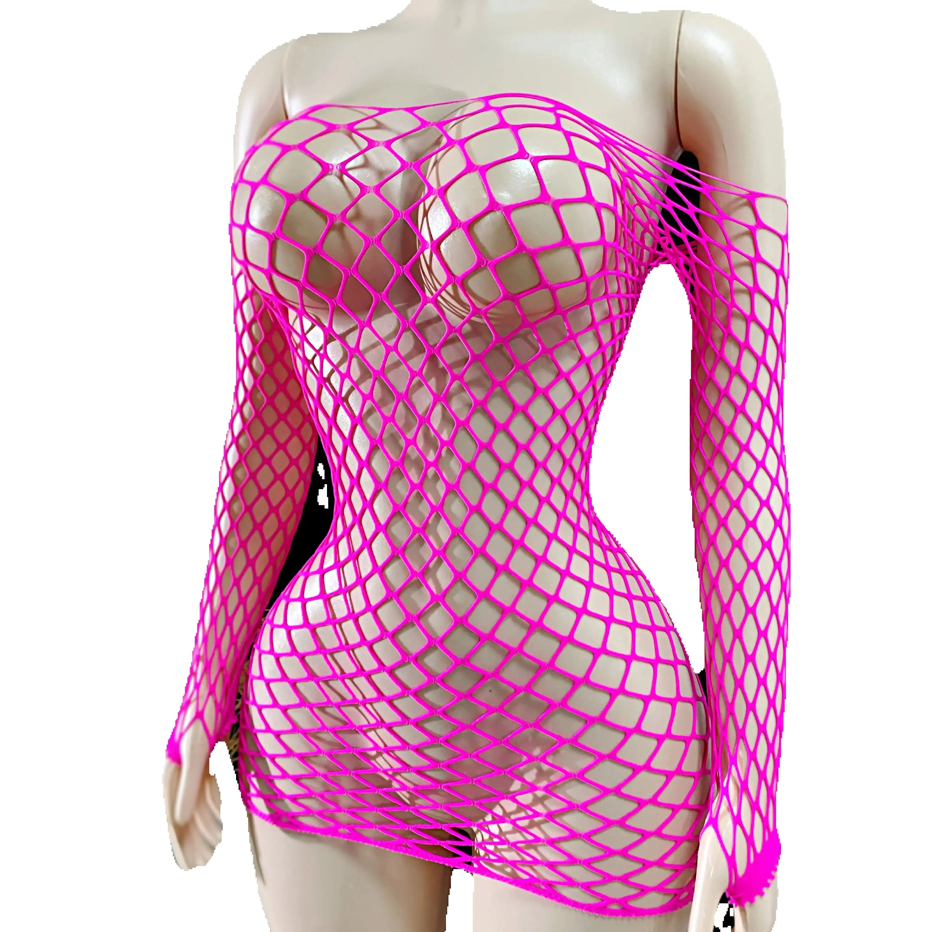 1PC Donne A Rete Coprispalle Senza Bikini Lingerie Sexy Vedere Attraverso Scava Fuori Vestito Aderente Manica Lunga Beachwear DS136